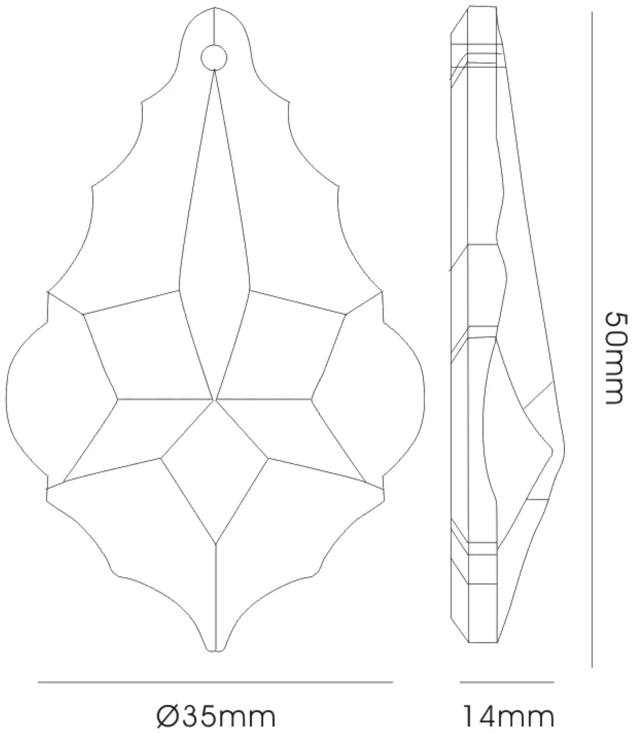 Crystal Maple Without Ring 50mm C30057  Diyas Crystal Droplet